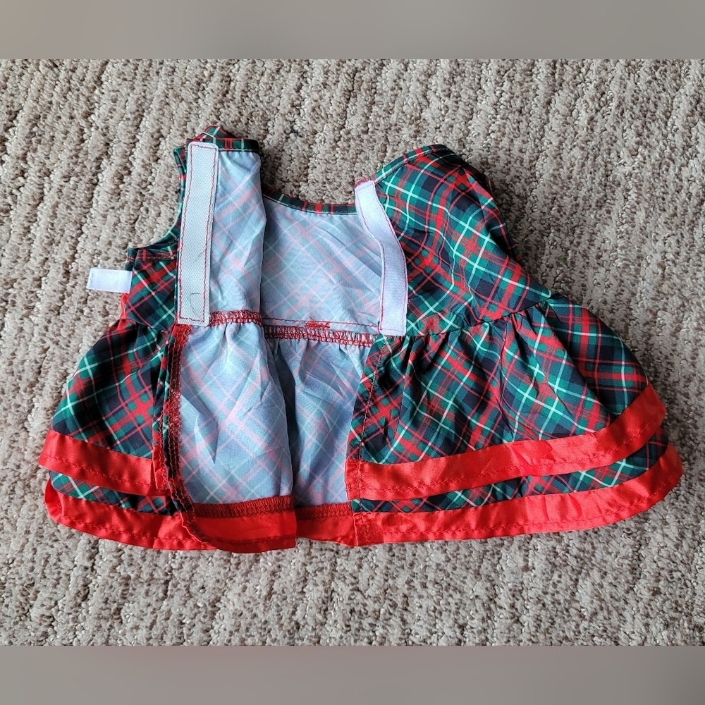 BUILD-A-BEAR RED & GREEN PLAID HOLIDAY DRESS SLEEVELESS BOW RIBBON DETAIL 2022 - Picture 7 of 13